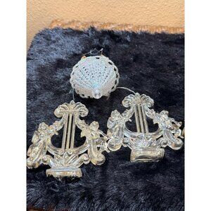 Vintage Resin Ornaments With Cherubs & Chandelier Design Set Of 3